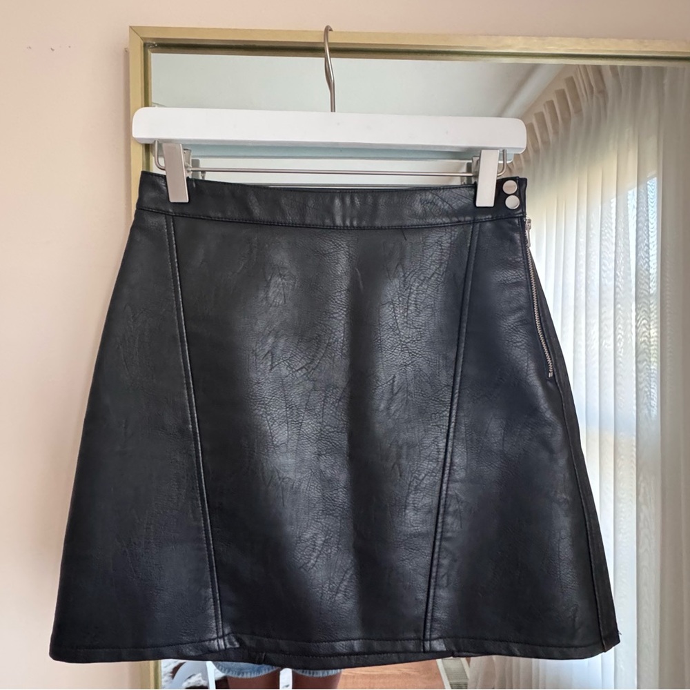 ZARA Black Leather Skirt Size S